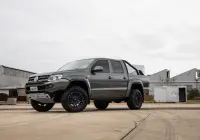 Volkswagen Amarok with 17x9 +30 ROH Vapour Matte Black Machined Accents Wheel in industrial area