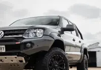Volkswagen Amarok with 17x9 +30 ROH Vapour Matte Black Machined Accents Wheel in industrial area