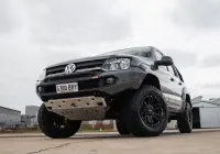 Volkswagen Amarok with 17x9 +30 ROH Vapour Matte Black Machined Accents Wheel in industrial area