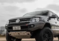 Volkswagen Amarok with 17x9 +30 ROH Vapour Matte Black Machined Accents Wheel in industrial area