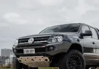 Volkswagen Amarok with 17x9 +30 ROH Vapour Matte Black Machined Accents Wheel in industrial area