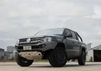 Volkswagen Amarok with 17x9 +30 ROH Vapour Matte Black Machined Accents Wheel in industrial area