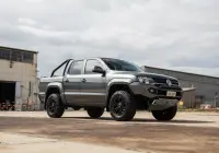 Volkswagen Amarok with 17x9 +30 ROH Vapour Matte Black Machined Accents Wheel in industrial area