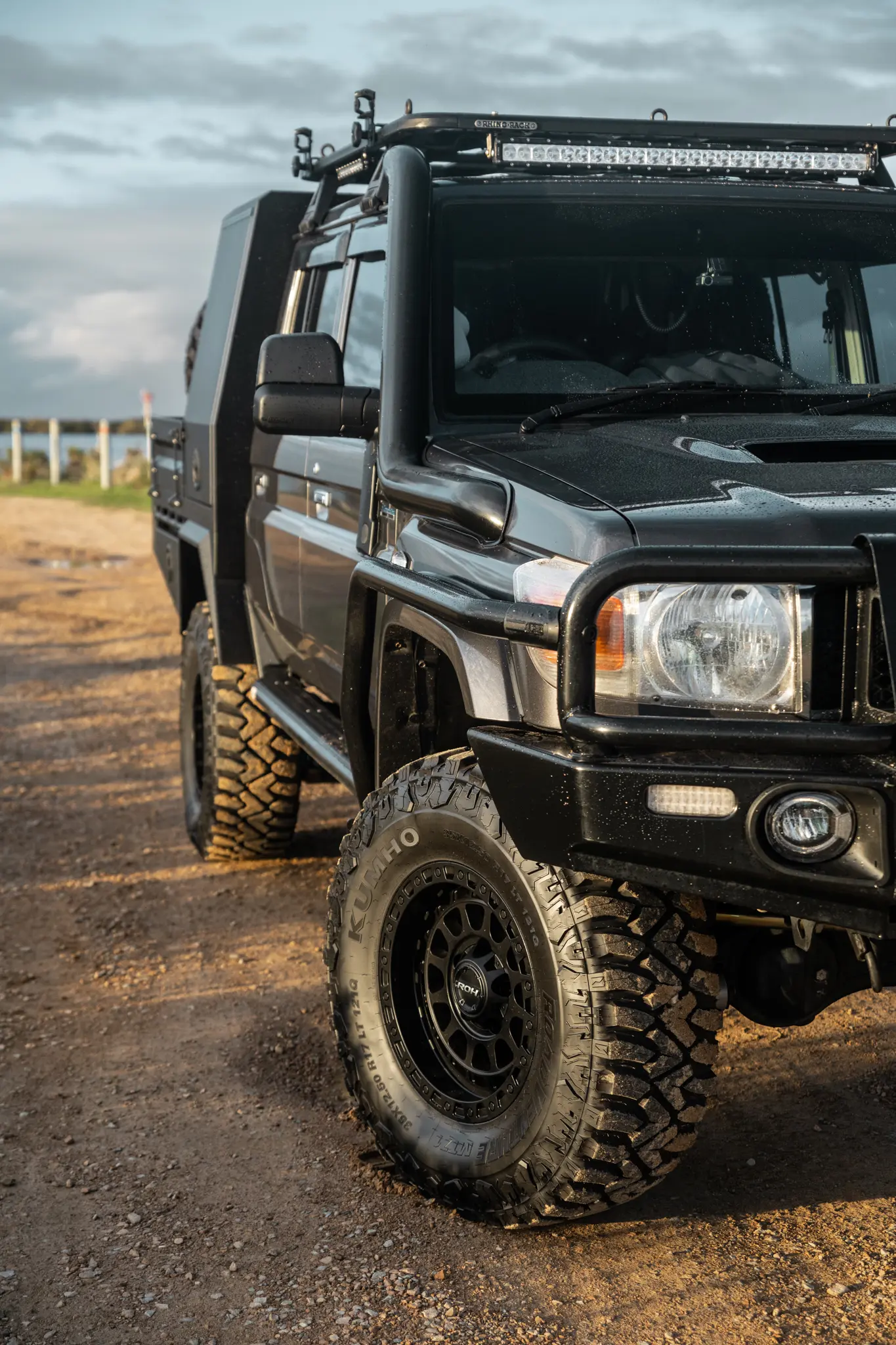 Toyota 79 Series LandCruiser with ROH Assault Matte Black 4x4 Wheel
