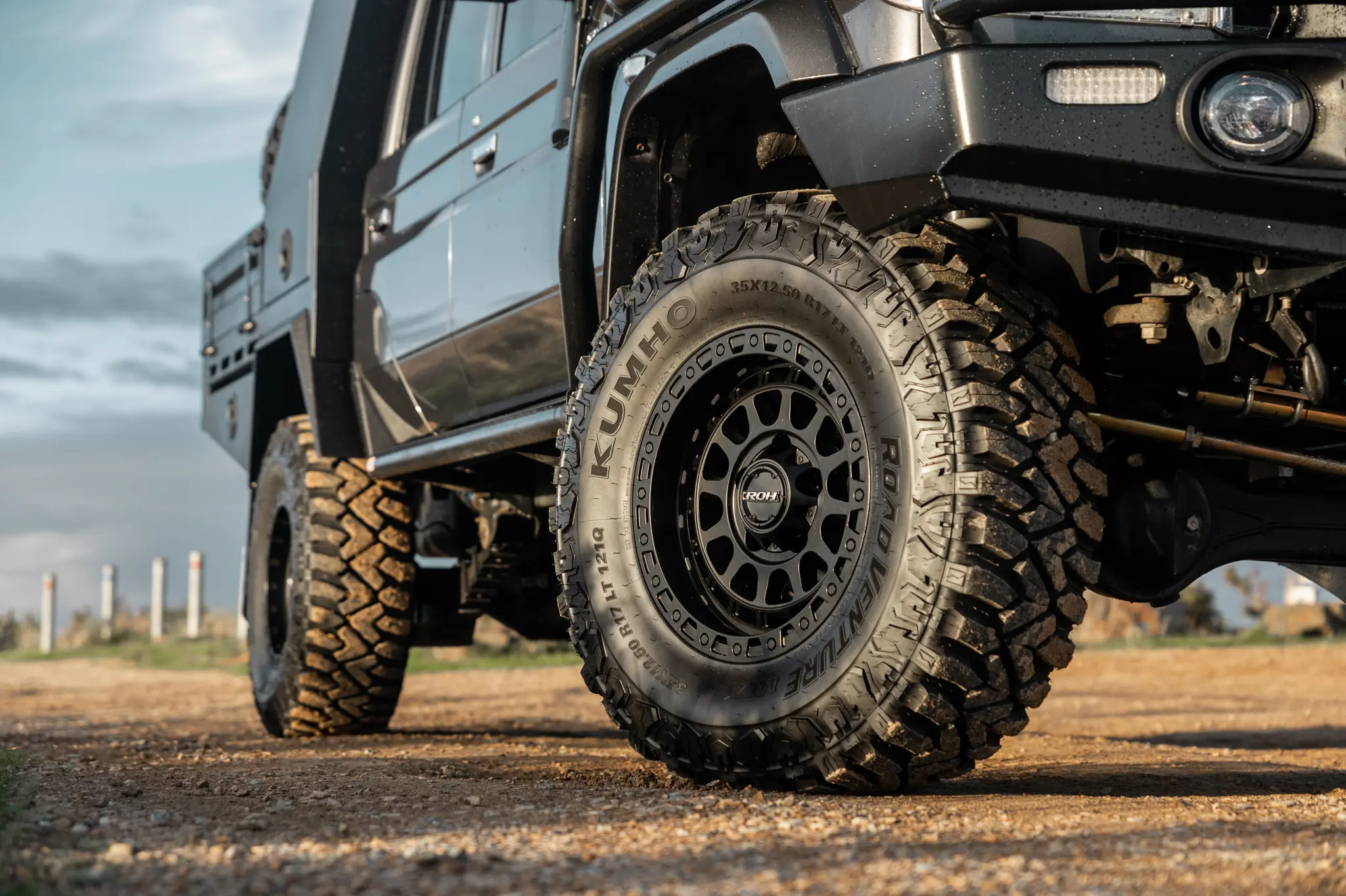 Toyota 79 Series LandCruiser with ROH Assault Matte Black 4x4 Wheel