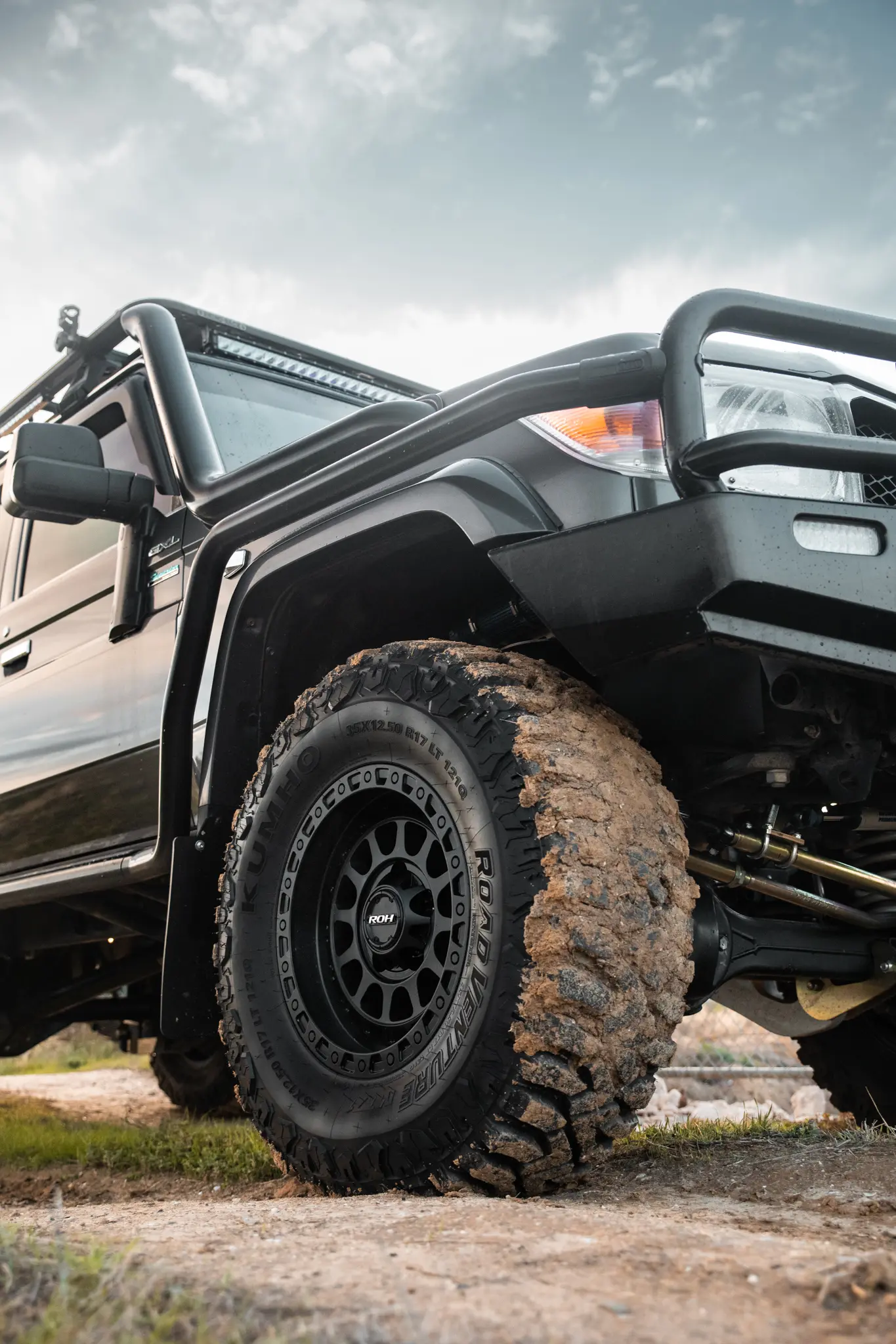 Toyota 79 Series LandCruiser with ROH Assault Matte Black 4x4 Wheel