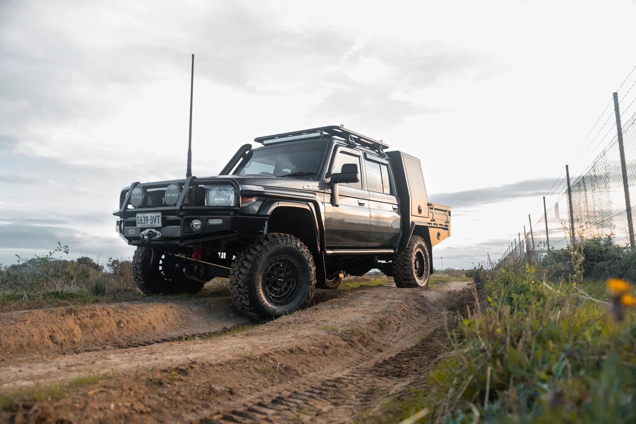 Toyota 79 Series LandCruiser with ROH Assault Matte Black 4x4 Wheel