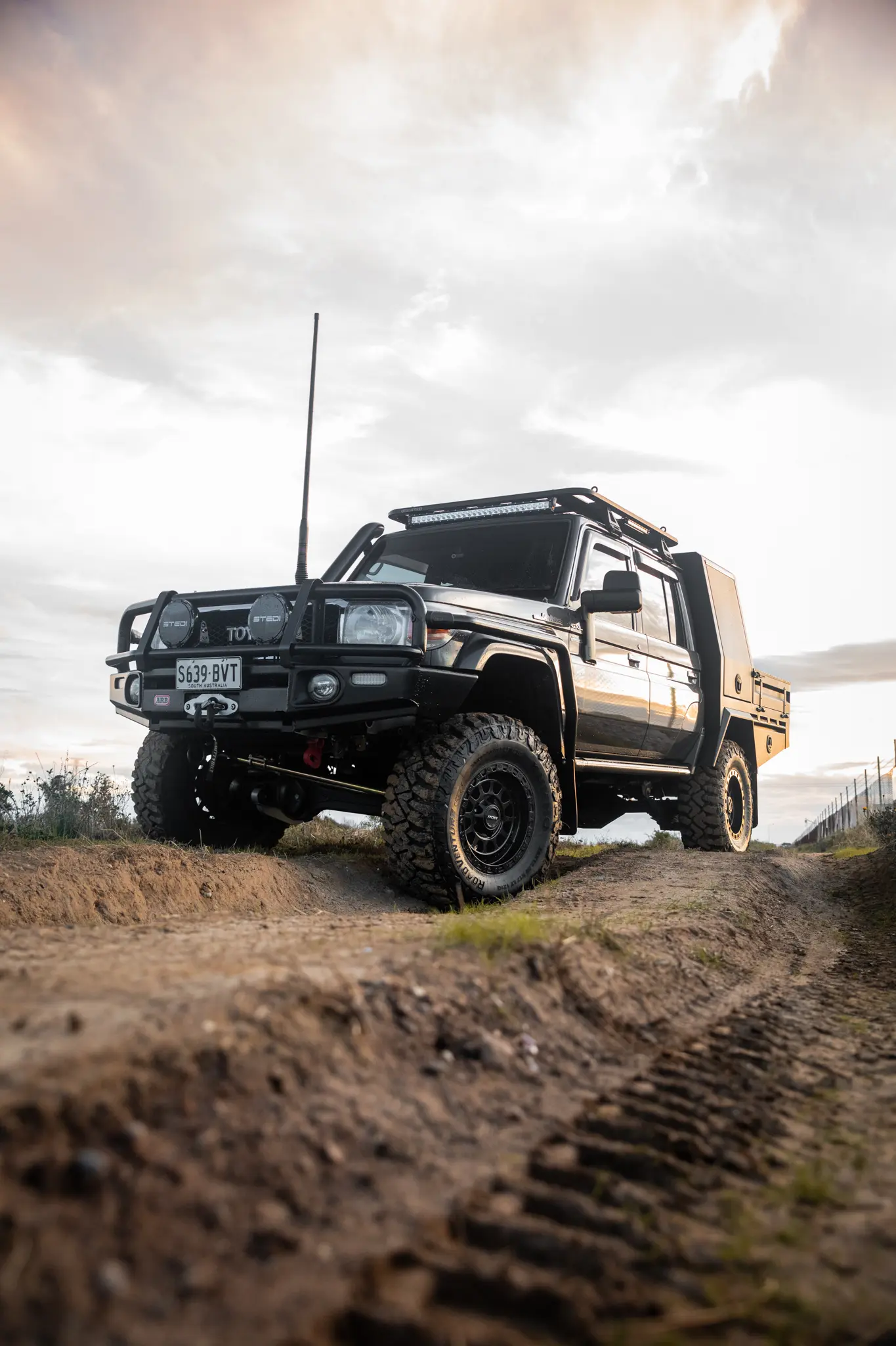 Toyota 79 Series LandCruiser with ROH Assault Matte Black 4x4 Wheel