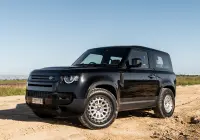 Black Land Rover Defender 90 with 20x9 +22 5x120 Machined Centre Black Lip ROH Assault Wheels