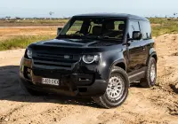 Black Land Rover Defender 90 with 20x9 +22 5x120 Machined Centre Black Lip ROH Assault Wheels
