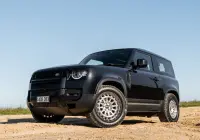 Black Land Rover Defender 90 with 20x9 +22 5x120 Machined Centre Black Lip ROH Assault Wheels