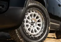 Black Land Rover Defender 90 with 20x9 +22 5x120 Machined Centre Black Lip ROH Assault Wheels