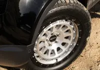 Black Land Rover Defender 90 with 20x9 +22 5x120 Machined Centre Black Lip ROH Assault Wheels