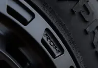 Close-up of ROH Logo on Atlas 4x4 Wheel in Graphite Centre Black Lip finish