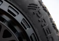 Close-up of ROH Logo on Atlas 4x4 Wheel in Graphite Centre Black Lip finish