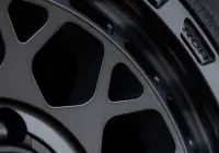 Close-up of spokes on ROH Atlas 4x4 Wheel in Graphite Centre Black Lip finish