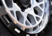 Close-up of ROH Atlas 4x4 Wheel in Machined Centre Black Lip finish