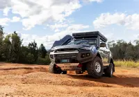 Grey Isuzu MU-X with ROH Atlas 4x4 Wheel in Machined Centre Black Lip finish off road