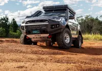Grey Isuzu MU-X with ROH Atlas 4x4 Wheel in Machined Centre Black Lip finish off road
