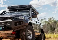 Grey Isuzu MU-X with ROH Atlas 4x4 Wheel in Machined Centre Black Lip finish off road