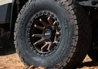 Toyota LandCruiser 76 Series Landcruiser with Bronze Centre Black Lip Raid 5 17x9 -59 true track 4x4 Wheel off road