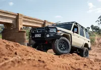 Toyota LandCruiser 76 Series with Graphite Centre Black Lip Raid 5 4x4 Wheel off road