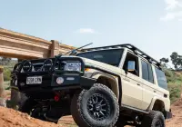 Toyota LandCruiser 76 Series with Graphite Centre Black Lip Raid 5 4x4 Wheel off road