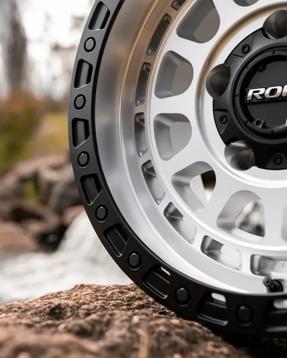 Detail image of ROH Assault Machined Centre Black Lip Wheel on rivers edge