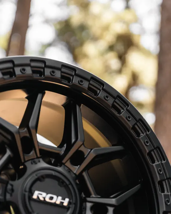 ROH Axe Matte Black 4x4 Alloy Wheel in forest