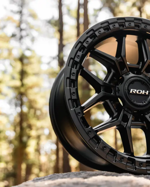 ROH Axe Matte Black 4x4 Alloy Wheel in forest