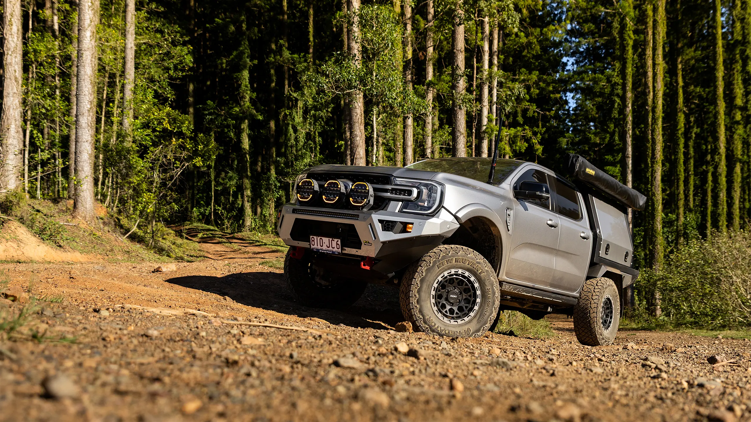Atlas 4x4 wheels fitted to a Next Gen Ranger finished in matte black with graphite lip