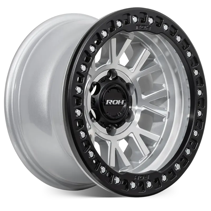 ROH BL01 Beadlock Wheel in Machined with Black Ring, Black Cap & Silver Bolts