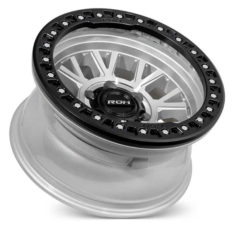 ROH BL01 Beadlock Wheel in Machined with Black Ring, Black Cap & Silver Bolts