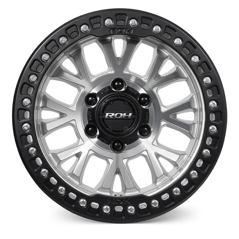 ROH BL01 Beadlock Wheel in Machined with Black Ring, Black Cap & Silver Bolts