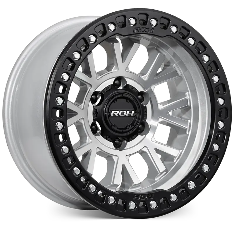 ROH BL01 Beadlock Wheel in Machined with Black Ring, Black Cap & Silver Bolts