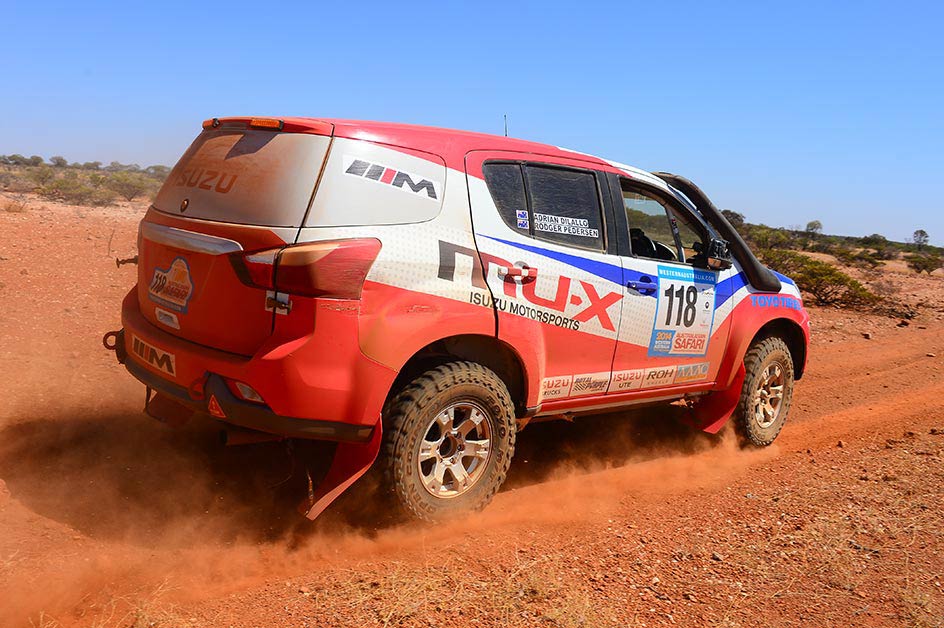 The Isuzu Rally Team MU-X runs ROH Terrain alloy wheels for top reliability.