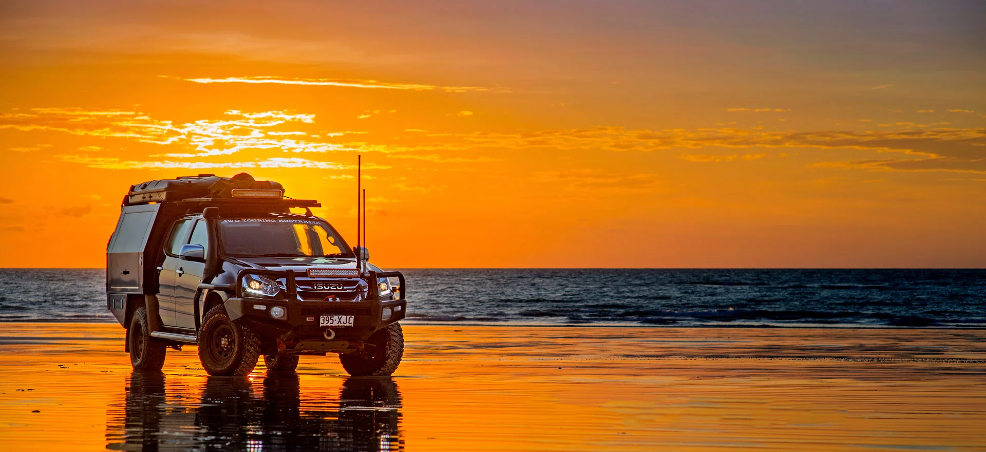 Blak Trak Steel wheels on 4WD Touring D-Max at Sunset on