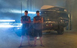 Jase and Simon in front of All 4 Adventure Land Cruiser 200 Series with Black Octagon 4x4 wheels