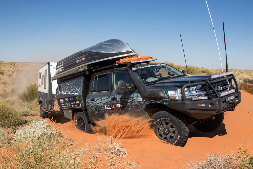 200 Series LandCruiser going through sand dunes with 4x4 Octagon wheels