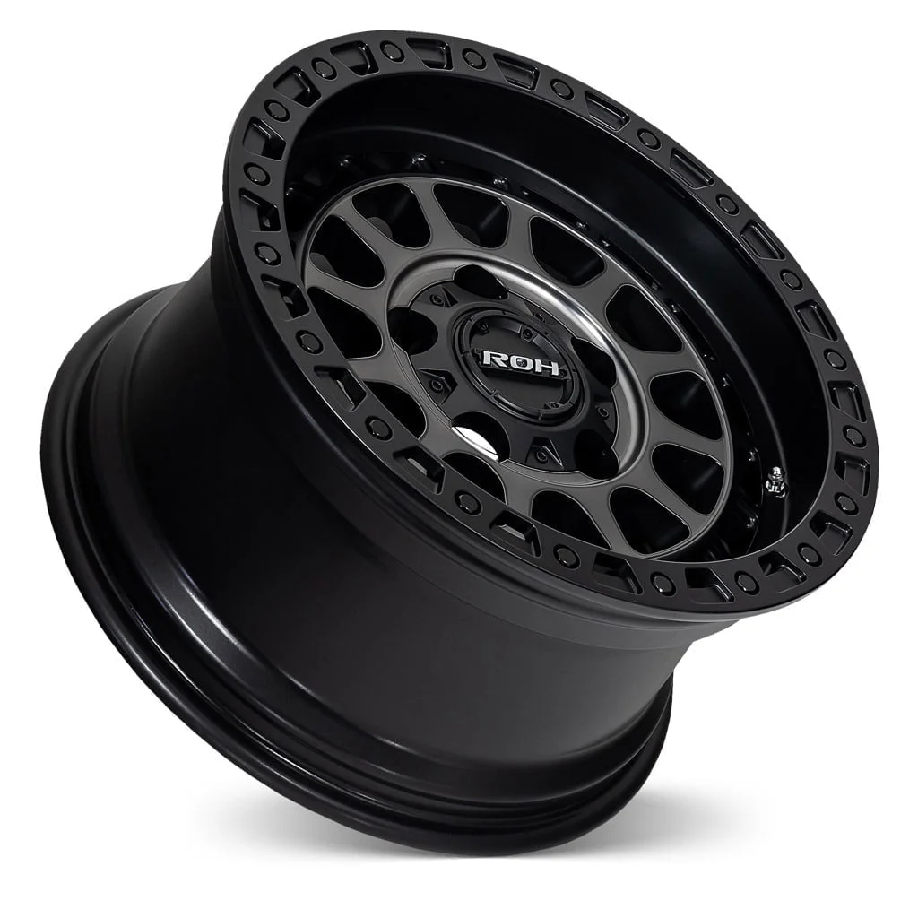 Assault matt black graphite face 4x4 wheel on concave angle