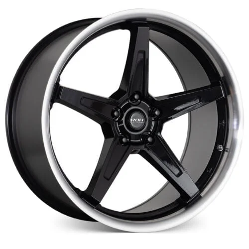 RF5 black machined lip flow forged alloy wheel