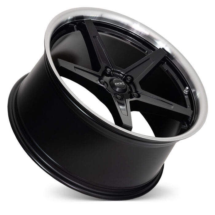 RF5 black machined lip flow forged rim concave view