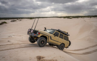 ROH Vapour wheels on Sandy 60 Series LandCruiser getting air on sand dunes