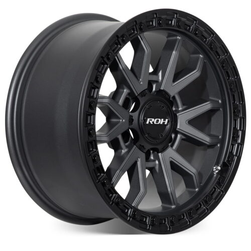 Raid matt graphite with matt black lip 4x4 wheel on more angle