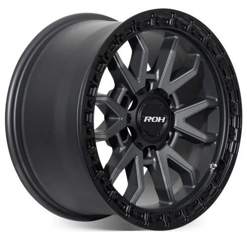 Raid matt graphite with matt black lip 4x4 wheel on more angle