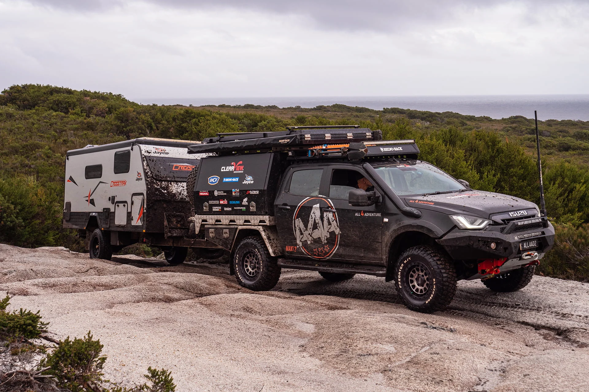 All 4 Adventure DMAX on Assault wheels on rocky track